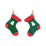 Wondershop Women's Christmas Glitter Stocking Drop Novelty Earrings