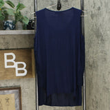 DG2 by Diane Gilman Front Pleated Mixed Media Easy Tank Top