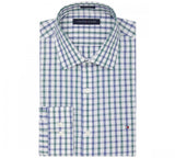 Tommy Hilfiger Slim Performance Stretch Check Dress Shirt Pine M 15 1/2 32-33