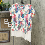 Lemon Way Women's Dolman Sleeve Tropical Printed Slub Knit Top