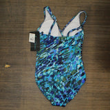 Aqua Green Waist Detail Over the Shoulder One Piece Swimsuit