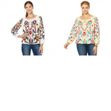 Colleen Lopez Women's Plus Size Embroidered Peasant Blouse