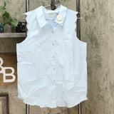 NWT Lemon Way Women's 365 Poplin Scalloped Stretch Button-Down Blouse 14 16