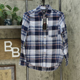 NWT Polly & Esther Juniors' Plaid Button Up Utility Shirt. PW22984MC S M