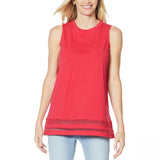 DG2 by Diane Gilman Women's Crochet Trim Tank Top Red Large
