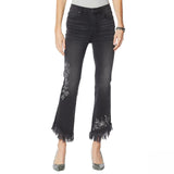 DG2 by Diane Gilman Embellished Fringe Hem Cropped Jeans 6 Petite Black