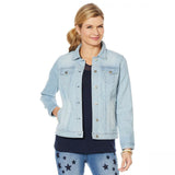 DG2 by Diane Gilman Women's Pinstripe Stretch Denim Jacket