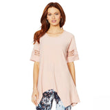 Nina Leonard Women's Dolman Sleeve Tunic Top With Uneven Hem