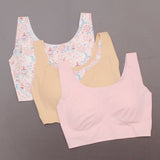 Rhonda Shear 3 Pack Body Bra With Removable Pads Pink/ Paisley/ Nude Medium