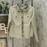 DG2 by Diane Gilman Women's Reversible Twill Denim Jacket Olive Camo XL