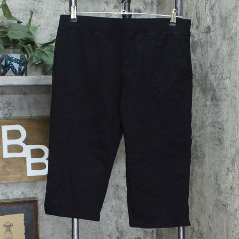 Denim & Co. Active Women's French Terry Cargo Pants Black Large