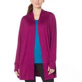 Comfort Code by Cuddl Duds Stretch Jersey Knit Open Front Cardigan Berry L