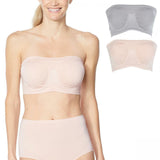 Rhonda Shear LOT OF 2 Underwire Bandeau Bra Removable Pads Gray/Blush Medium