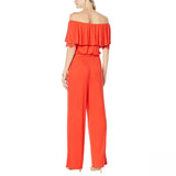 Colleen Lopez Off the Shoulder Jumpsuit With Lace Detail Red Petite XL