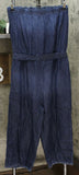 Colleen Lopez Women's Strapless Denim Jumpsuit With Belted Waist