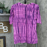 NWT Denim & Co. Printed Perfect Jersey Round Neck Elbow Sleeve Top. A376885 M