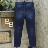 DG2 by Diane Gilman Women's Destructed Crosshatch Denim Skinny Jeans