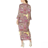 IMAN Women's City Chic Long Sleeve Printed Caftan Dress