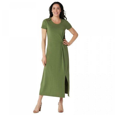 H by Halston Women's Short-Sleeve Twist Front Maxi Dress