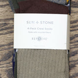 Sun + Stone Men's Printed Stripes Crew Socks 4 Pack Pairs