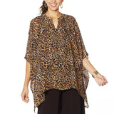 Nina Leonard Women's Printed Chiffon Kimono Tunic With Tank Top