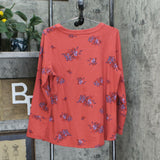 Denim & Co. Women's V-Neck Printed Waffle Knit Henley Shirt