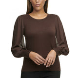 Calvin Klein Women's Sheer Sleeve Fine Guage Knit Sweater