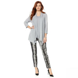 Slinky Brand Women's Plus Slinky Knit Tank And Jacket Set Gray 1X