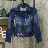 Colleen Lopez Women's Embroidered Denim Moto Jacket Indigo XS