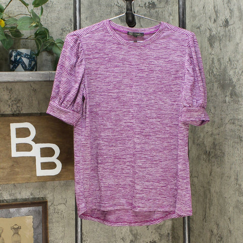 DG2 by Diane Gilman Women's Balloon Sleeve T-Shirt Purple Small