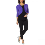 NWT Nina Leonard Women's Scallop Bolero Cardigan Sweater Small Medium