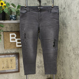 DG2 by Diane Gilman Embellished Distressed Anniversary Jeans Gray Petite 18W
