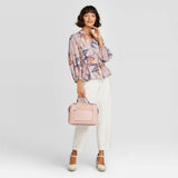 A New Day Women's Floral Print 3/4 Sleeve Tie Waist Blouse