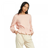 Who What Wear Women's Crew Neck Smocked Waist Knit Sweatshirt