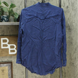 Side Stitch Women's Hi-Low Hem Top With Frayed Hemline And Collar