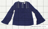 Knox Rose Women's Long Bell Sleeve Embroidered Peasant Top