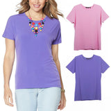 IMAN Women's 2 Pack City Chic T-Shirts With Necklace