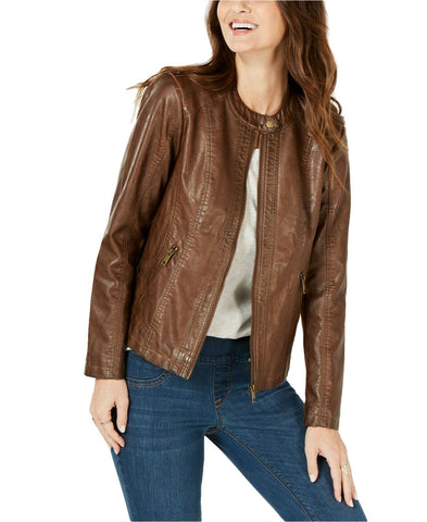 Style & Co. Women's Perforated Garment-Dyed Faux-Leather Jacket. 100047633
