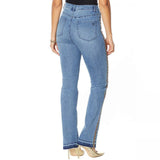 DG2 by Diane Gilman Women's Petite Side Embroidered Studded Boot Cut Jeans