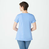 Isaac Mizrahi Live! Women's Essentials Scoop Neck T-Shirt Blue Thistle Large