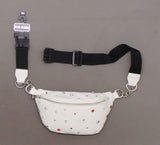 Steve Madden Womens Rhinestone Trim Faux Leather Belt Bag White One Size