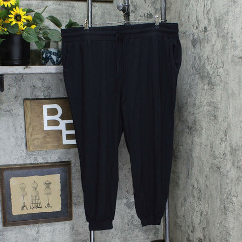 AnyBody Plus Size Cozy Knit Slub Jogger Pants Jet Black 2X