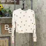 Mighty Fine Women's Embroidered Daisy Cropped Sweatshirt