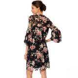 Tash + Sophie Long Sleeve Ruffle Printed Lace Dress Black Floral Medium