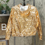 Material Girl Active Juniors Zip-Up Windbreaker Jacket Gold Large
