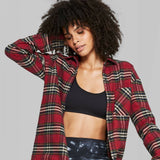 Wild Fable Women's Plaid Long Sleeve Button Down Heavyweight Flannel Shirt