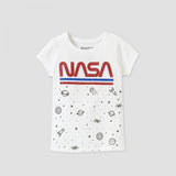 NASA Girls'  Short Sleeve Glitter Graphic T-Shirt Tee