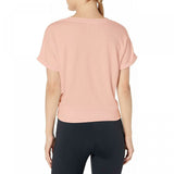 Danskin Women's Short Sleeve French Terry Tie Front Shirt
