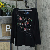 Karen Scott Plus Size Embellished Long Sleeve Christmas Knit Top