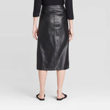 Prologue Women's Faux Leather A-Line Midi Skirt